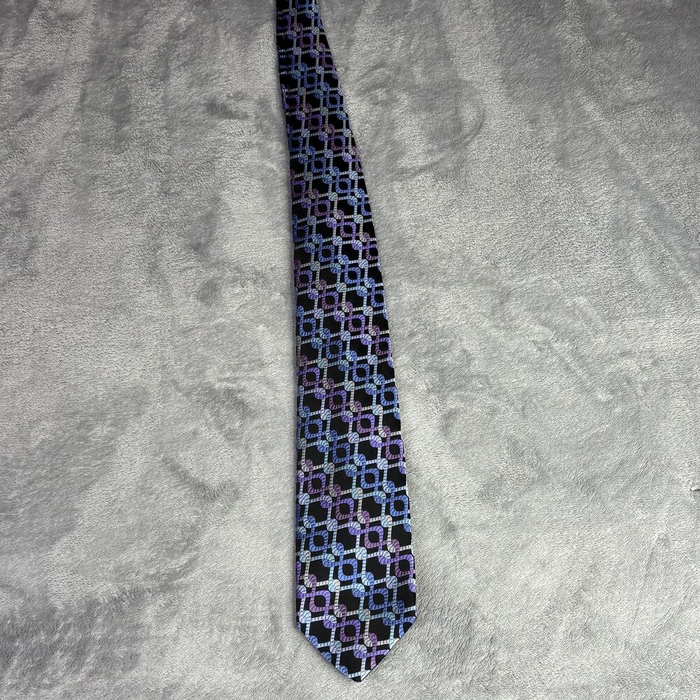 Robert Talbott Tie Mens Silk Geometric Rope Pattern Made USA Blue Purple Classic - Picture 4 of 10